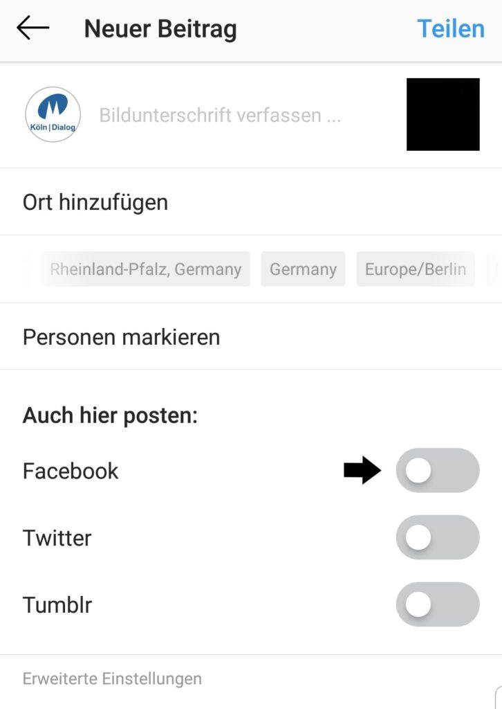 Facebook Unternehmensseite mit meinem Instagram-Konto in Facebook? 